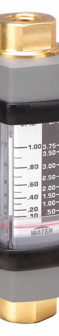 HEDLAND Mechanical Flowmeter: Water and Other Fluid Meter, Scale, Variable Area, Inline, Universal (MPN H205B-010). Key specifications — Display Type: Scale; O-Ring Material: Viton; Includes Flow Rate Adjustment Knob: No; Includes Pressure Guage: No; Mounting Orientation: Universal; Unit Of Measure: Gallons; Brand: HEDLAND; Accuracy: +/-7%.