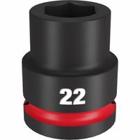 MILWAUKEE Standard Impact Socket: 3/4 in Drive Size, Metric, 22 mm Socket Size, 6-Point, Std (MPN 49-66-6360). Key specifications — attr1215501: MILWAUKEE; attr1215515: Black Phosphate; attr1215518: 22 mm.