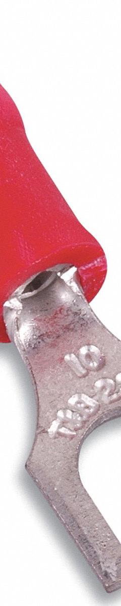 STA-KON Fork Terminals: Red, Vinyl, #6 Stud Size, 22 AWG – 16 AWG Wire Range, Std Fork, 600 V (MPN 18RA-6F). Key specifications — Barrel Style: Insulation Grip; Manufacturer Part Number: 18RA-6F; Brand: STA-KON; Series: RA1167.