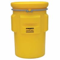 EAGLE Salvage Drum: HDPE, 95 gal, Bolt Ring, Unlined/No Interior Coating, 44 3/8 in x 31 in, Metal (MPN 1695). Key specifications — Drum Material: HDPE; Drum Head Type: Open Head; UN Rating Solids: 1H2/X340/S; UN Rating Liquids: 1H2/X340/S; Interior Lining: Unlined/No Interior Coating; Drum Message Text: None; Closing Ring Material: Metal; For Holding: Contaminated with Hazardous Substance.