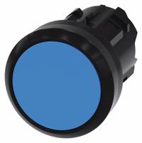 SIEMENS Flush Push Button: Blue, 22 mm Mounting Size, Non-Metallic, Maintained (MPN 3SU1000-0AA50-0AA0). Key specifications — Brand: SIEMENS; Action: Maintained; Series: 3SU; Push Button Material Type: Non-Metallic.