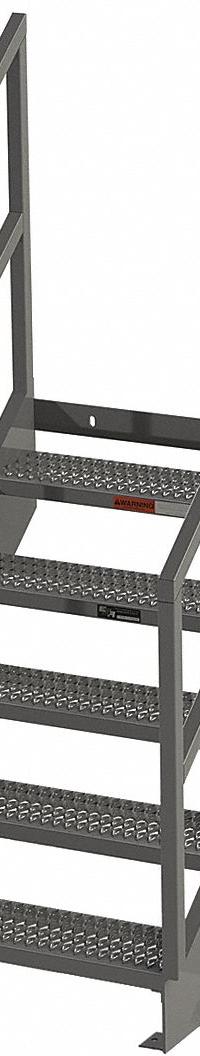 APPROVED VENDOR Portable Stairs: 6.5 ft Overall Ht, Steel, 500 lb Load Capacity, Serrated, 5 Steps (MPN IS42-36). Key specifications — Color: Gray; Brand: APPROVED VENDOR.