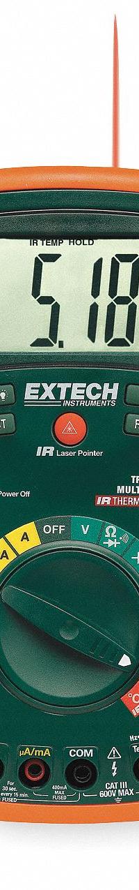 EXTECH Digital Multimeter: TRMS, CAT III 600V, 600 V Max AC Volt Measurement, Full Size Multimeter (MPN EX470A). Key specifications — Instrument Counts: 4,000; Brand: EXTECH; Calibration Certificate Included: Not Included.