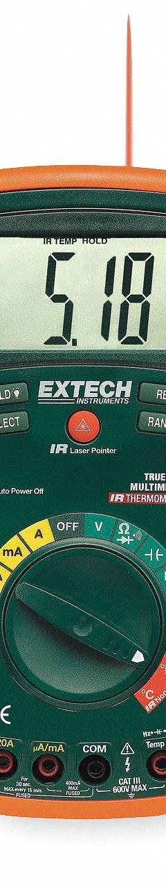 EXTECH Digital Multimeter: TRMS, CAT III 600V, 600 V Max AC Volt Measurement, Full Size Multimeter (MPN EX470A). Key specifications — Instrument Counts: 4,000; Brand: EXTECH; Calibration Certificate Included: Not Included.
