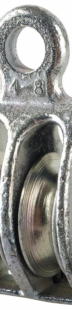 PEERLESS Pulley Block: Fixed, Lifting/Pulling, 1/2 in Compatible Rope Dia, Fibrous Rope, Fixed Eye (MPN 3-120-04-86-). Key specifications — Product Type: Double Pulley Block; Brand: PEERLESS; Compatible Rope Type: Fibrous Rope; Pulley Type: Fixed; Attachment Type: Fixed Eye; Operation: Pulling; Bearing Type: Sleeve; Finish: Galvanized.