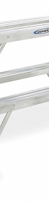 WERNER Step Stool: 2 Steps, 2 ft Overall Ht, 300 lb Load Cap, Aluminum, 1.9 ft Standing Ht (MPN TW372-30). Key specifications — Brand: WERNER; Color: Silver.