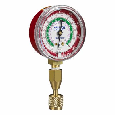 YELLOW JACKET Test Gauge: Test Gauge, 0 psi to 500 psi, 2 1/2 in Dia, Female NPT - Recovery Tank Test Gauges