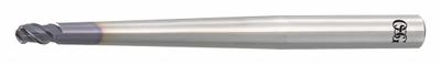 OSG Ball End Mill: Carbide, WXS Coated, 3 Flute, 1 mm Mill Dia, 1.5 mm LOC - Pencil-Neck Carbide Ball End Mills for Hardened Materials