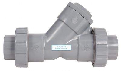 HAYWARD True Union Y Check Valve: Piston, Y-Style Valve Body, 4 in Pipe Size, Socket x Socket - PVC Y Piston Check Valves
