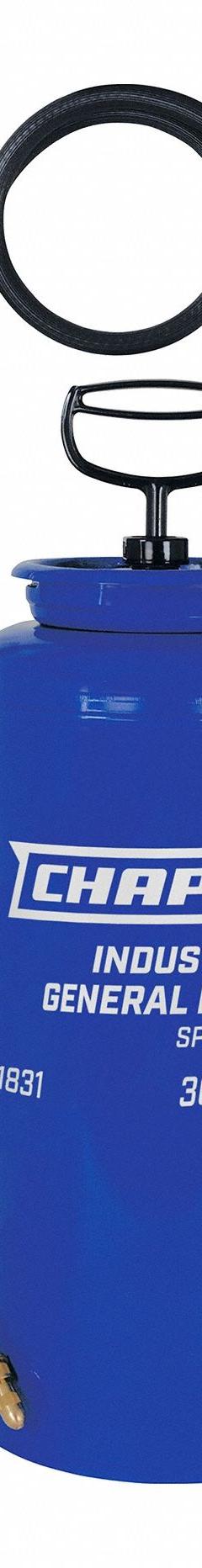 CHAPIN Handheld Sprayer: Spot, 3 gal Tank, Steel Tank, 25 ft Max Spray Distance, 60 psi, Adj Nozzle (MPN 1831). Key specifications — Brand: CHAPIN; Chemical Compatibility: Cleaners and Degreasers; Tank Material: Steel.