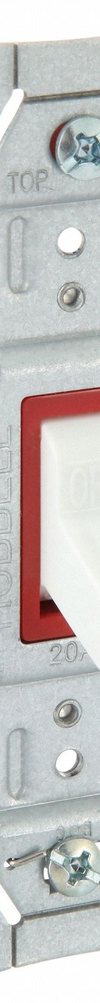 HUBBELL Wall Switch: Toggle Switch, Single Pole, Maintained, White, 120/277V AC, 20 A (MPN SNAP1221PLW). Key specifications — Illuminated: No; Voltage Rating: 120/277V AC.