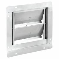 15"H-W 5 1/4"L SS Backdraft Dampr: For 12 in Fan, Single Panel, 15 in H, 15 in W, 2 in D, Horizontal (MPN 4FZJ4). Key specifications — Airflow Direction: Horizontal; Blade Type: Flat Blade; Brand: DAYTON; Maximum Air Velocity: 2500 fpm; Mounting Position: Vertical.