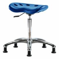 Stool: Polyurethane, Ht Range 20 in to 27 1/2 in, 17 in Seat Wd, 14 in Seat Dp, 5 Glides, 0 Casters (MPN PTMBSL-CR-NF-RG-BLU). Key specifications — Brand: APPROVED VENDOR; Foot Support: No; Base Material: Aluminum; ESD-Safe: Not ESD Safe; Number of Casters: 0.