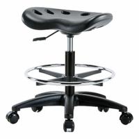 Stool: Polyurethane, Ht Range 19 in to 26 1/2 in, 17 in Seat Wd, 14 in Seat Dp, 0 Glides, 5 Casters (MPN PTMBSL-RG-CF-RC-BLK). Key specifications — Brand: APPROVED VENDOR; Foot Support: Yes; Base Material: Fiberglass; ESD-Safe: Not ESD Safe; Number of Casters: 5.