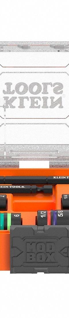 KLEIN TOOLS Impact Quad Flip Socket Set: 1/4 in, 3/8 in Drive Size, Small Set (0-50 pieces) Set Size (MPN 654QS). Key specifications — attr1226214: MODbox™; attr1204251: KLEIN TOOLS; attr1215453: 1/4 in, 3/8 in; attr1215454: 1/4 to 11/16 in.