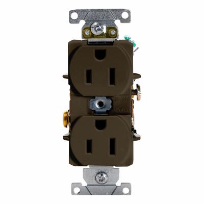 LEVITON Duplex Receptacle Outlet: Duplex, 5-15, Brown, 125V AC, 15 A, 2 Pole / 3 Wire (MPN 5262-S) - General Purpose Receptacles
