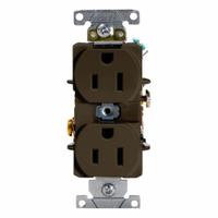 LEVITON Duplex Receptacle Outlet: Duplex, 5-15, Brown, 125V AC, 15 A, 2 Pole / 3 Wire (MPN 5262-S)