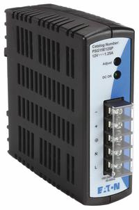 EATON DC Power Supply: DIN Rail, 15 W Output Power - Rated, 1.25 A Current - Output, Single Phase (MPN PSG15E12SP). Key specifications — attr1044898: Single; attr1044874: Plastic; attr1044879: 100 to 240V AC; attr211400: EATON.