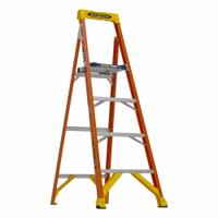 WERNER Step Ladder: 6 ft Ladder Size, Fiberglass, 300 lb Load Capacity, 16 lb Wt, 12 in x 12.5 in (MPN RS1A06). Key specifications — Brand: WERNER; Included Features: Impact-Resistant Bracing.