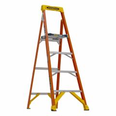 WERNER Step Ladder: 6 ft Ladder Size, Fiberglass, 300 lb Load Capacity, 16 lb Wt, 12 in x 12.5 in (MPN RS1A06). Key specifications — Brand: WERNER; Included Features: Impact-Resistant Bracing.