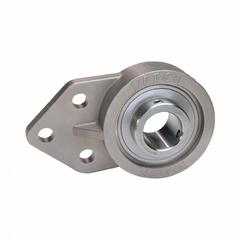 IPTCI BEARINGS 3 Bolt Flange Bearing: Radial Ball, 1/2 in Bore, SS, Set Screws, 2 1/2 in Lg (MPN SUCSFB201-8 IP69K). Key specifications — Bore Type: Cylindrical; Brand: IPTCI BEARINGS; Lubricant Material: H-1 Grease; Mounting Bolt Size: 5/16 in; Split Housing: Not Split; System of Measurement: Inch.