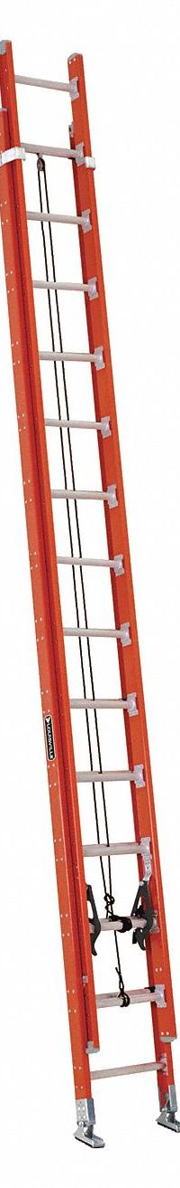 LOUISVILLE LADDER Extension Ladder: 28 ft Ladder Size, Fiberglass, 300 lb Load Capacity, 62 lb Wt (MPN FE7228). Key specifications — Color: Orange; Brand: LOUISVILLE LADDER; Included Features: Mar-Resistant End Caps; Removable Fly: Fixed.