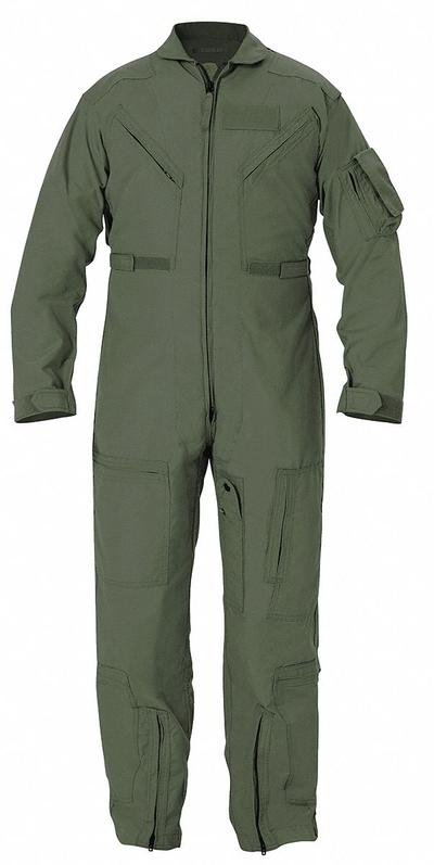 PROPPER Flight Suit: Nomex(R), 46 in, 28 7/8 in ( Short ) Inseam Size, Green - Military Flight Suits