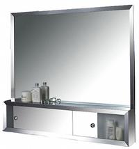 KETCHAM Cosmetic Box: Rectangular, Glass, 32 in Overall Ht, 36 in Overall Wd, 4 1/4 in Overall Dp (MPN 3632CB). Key specifications — Brand: KETCHAM; Frame Material: Stainless Steel; Frame Finish: Bright Annealed; Frame Color: Silver.