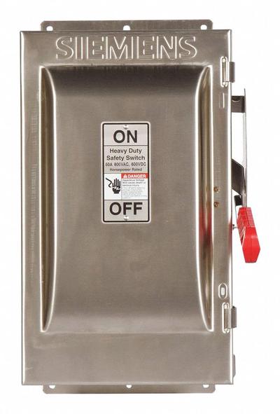 Siemens Safety Switch: Non-Fusible, 60 A, Single Phase, 600V AC, 304 Stainless Steel - Non-Fusible Safety Switches