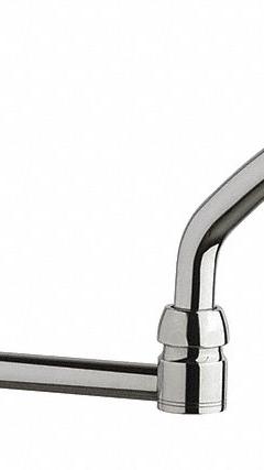 CHICAGO FAUCETS Spout: Spout, Double-Joint, Double Jointed/Swivel Spout, Brass, Polished Chrome (MPN DJ21JKABCP). Key specifications — Includes: Mounting Hardware; Product Type: Spout; Spout Style: Double Jointed/Swivel; Body Material: Brass; Color/Finish: Polished Chrome; Brand: CHICAGO FAUCETS.