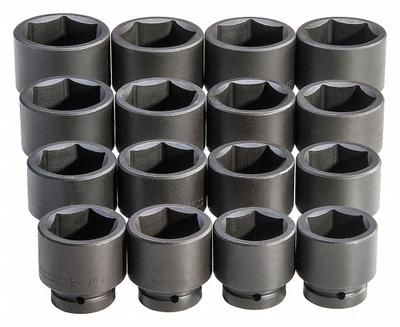 PROTO Impact Socket Set: 1 in Drive Size, Small Set (0-50 pieces) Set Size, 16 Pieces - SAE Impact Socket Sets