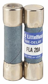 LITTELFUSE Fuse: FLA Series, Midget, Time-Delay, 20 A, 125 V AC, 13/32 in x 1 1/2 in, Indicating (MPN FLA020). Key specifications — Series: FLA; Brand: LITTELFUSE.