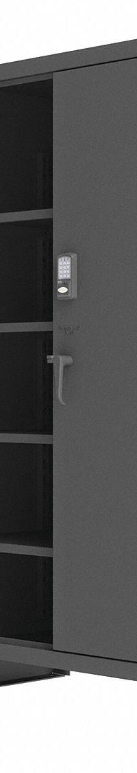 DURHAM MFG Storage Cabinet: 48 in x 24 in x 78 in, Legs, 4 Adj Shelves, Gray, Gray, Swing (MPN 3703CXC-BLP4S-95). Key specifications — Base Type: Legs; Cabinet Color: Gray; Frame Assembled: Assembled; Brand: DURHAM MFG.