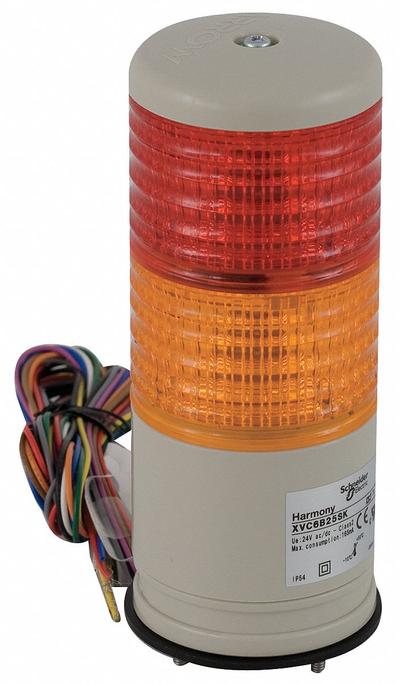 SCHNEIDER Tower Light Assembly: 2 Tier, Orange/Red, Sounder Tier Included - Two-Tier Tower Light Assemblies