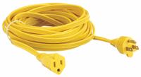APPROVED VENDOR Extension Cord: Indoor Use, 25 ft Lg, Outlet, 5-15P, 16/3, SPT-2, Yellow, 125V AC (MPN 1FD58). Key specifications — Brand: APPROVED VENDOR; Temperature Rating: 32° to 167°F; NEMA Plug Configuration: 5-15P.