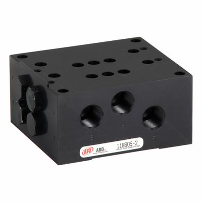 ARO Manifold: 2 Ports, Manifold/Plugs/Seals, 3/8 in Female NPT, 1/4 in Female NPT - ARO Manual Air Control Valve Parts & Accessories