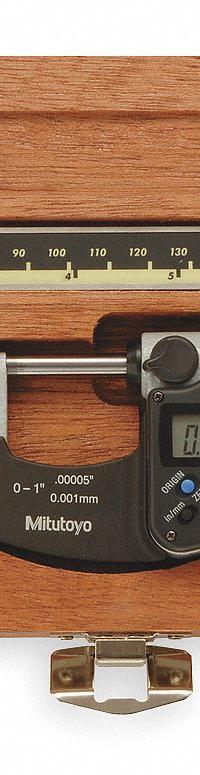 MITUTOYO Precision Measuring Tool Kit: 3 Pieces, Digital Caliper, Digital Outside Micrometer (MPN 64PKA077B). Key specifications — attr1182219: MITUTOYO; attr1182229: Digital Caliper; attr1182230: 0 in to 6 in; attr1182232: 0 in to 1 in; attr1182234: No; attr1182252: 1 in; attr1182253: 25 mm; attr1182254: 0 in.