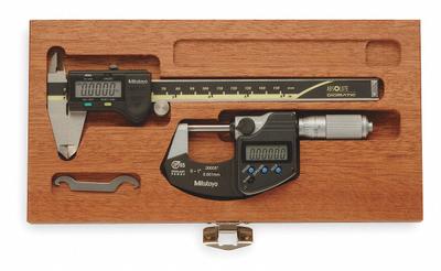 MITUTOYO Precision Measuring Tool Kit: 3 Pieces, Digital Caliper - Caliper & Micrometer Precision Measuring Tool Kits