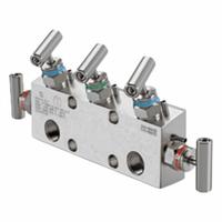 HAM-LET Five-Way Valve: Stainless Steel, 1/2" FNPT, Flange, 6,000 psi Pressure, PTFE, 1/4" FNPT (MPN M-50A-15-8NF-SS-T-T). Key specifications — Brand: HAM-LET; Drain: 1/4" FNPT; Inlet Connection: 1/2" FNPT; Outlet Connection: Flange.