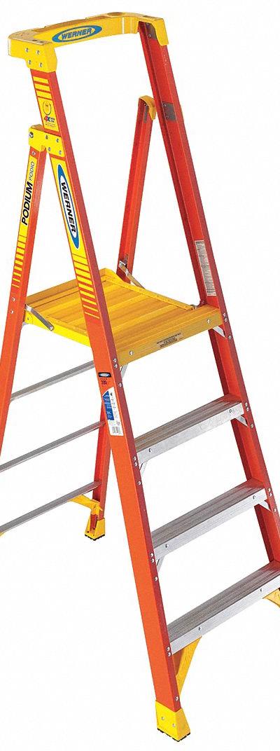 WERNER Podium Stepladder: 6 ft Ladder Size - General Purpose Podium Stepladders