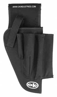 OK INDUSTRIES Tool Pouch: For 2 3/4 in Belt Wd - Max, 5 Pockets, Black (MPN H-1000). Key specifications — Closure Type: Open Top; Attachment: Belt Slot; Color: Black; Brand: OK INDUSTRIES; For Tool Type: Wire Wrapping Tools.