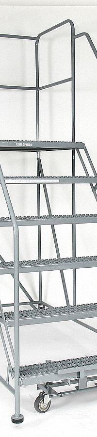 COTTERMAN Mobile Work Platform: 5 ft Platform Ht - Max, 24 in x 48 in, Steel, 800 lb Load Capacity (MPN 6WP2448RA3B4B8AC1P6). Key specifications — Folding: Not Foldable; Mobility: Rolling; Components Included: Rubber Foot Pads; Use Location: Indoor; Brand: COTTERMAN; Color: Gray; Height Adjustability: Fixed Height; Includes Handrails: Handrails Included.