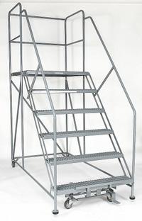 COTTERMAN Mobile Work Platform: 5 ft Platform Ht - Max, 24 in x 48 in, Steel, 800 lb Load Capacity (MPN 6WP2448RA3B4B8AC1P6). Key specifications — Folding: Not Foldable; Mobility: Rolling; Components Included: Rubber Foot Pads; Use Location: Indoor; Brand: COTTERMAN; Color: Gray; Height Adjustability: Fixed Height; Includes Handrails: Handrails Included.
