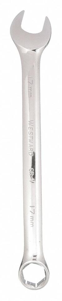 WESTWARD Combination Wrench: Alloy Steel, Chrome, 17 mm Head Size, 8 7/8 in Overall Lg, Offset (MPN 36A298). Key specifications — attr309539: 17 mm; attr309567: No; attr324930: WESTWARD.