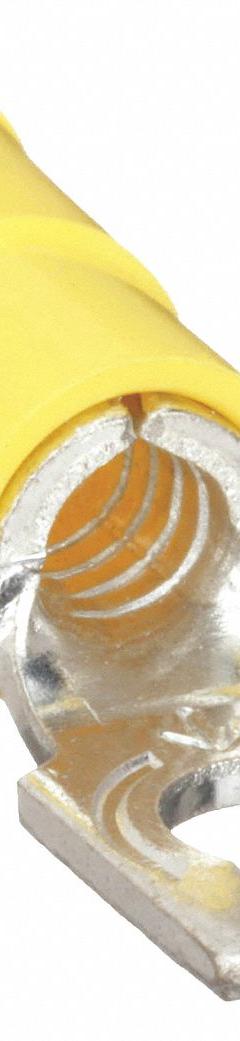 3M Fork Terminals: Yellow, Vinyl, #10 Stud Size, 12 AWG – 10 AWG Wire Range, Std Fork, 1,000 V (MPN FV10-10Q). Key specifications — Barrel Style: Funnel; Manufacturer Part Number: FV10-10Q; Brand: 3M; Series: TH.