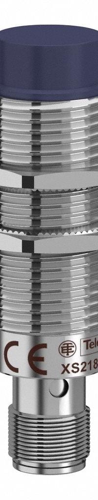 TELEMECANIQUE SENSORS Inductive Cylindrical Proximity Sensor: Built-in Connector, Unshielded, NPN (MPN XS218BLNAM12). Key specifications — Brand: TELEMECANIQUE SENSORS; AC Supply Voltage Rating: Not Rated; DC Supply Voltage Rating: 12-24V DC.