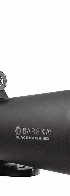 BARSKA Spotting Scope: 20x to 60x, 111 ft @ 1000 yd (20x)/51.3 ft @ 1000 yd (60x), Gen (MPN AD11520). Key specifications — Color: Matte Black; Magnification: 20x to 60x; Field of View: 111 ft @ 1000 yd (20x); Weather Resistant: Fog Resistant; Brand: BARSKA; Product Type: Spotting Scope.