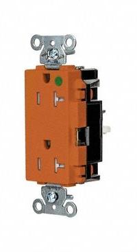 HUBBELL Receptacle: Hospital Grade, Decorator Duplex, 5-20R, Orange, 125V AC, 20 A, 2 Pole / 3 Wire (MPN HBL2182STOTR)