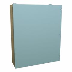 HAMMOND Enclosure: Steel, 36 in x 30 in x 9 in, NEMA 12, w/Panel, Solid Cover, Hinged (MPN 1418JM9). Key specifications — Brand: HAMMOND; Closure Method: Screws; Knockouts: Not Included.