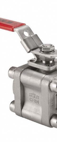 KECKLEY Manual Two-Way Ball Valve: 1 in, 316 Stainless Steel, Straight, Socket x Socket, Three-Piece (MPN BVM3SWFSSRGSL-100). Key specifications — Brand: KECKLEY; Handle: Locking Lever.